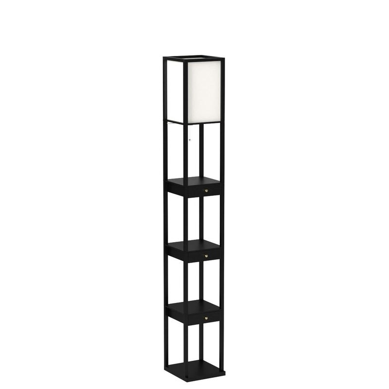 Brightech Maxwell Drawer Edition - Modern Shelf Floor Lamp with Drawer - Corner Display Floor Lamps with Shelves for Living Room, Bedroom and Office - Black - Image 4